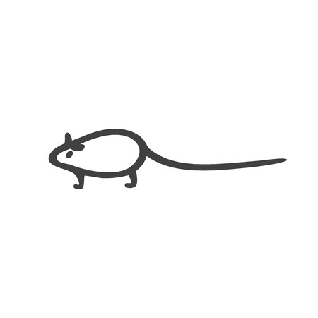 Cute grey mouse`s silhouette isolated on white backgroundのイラスト素材