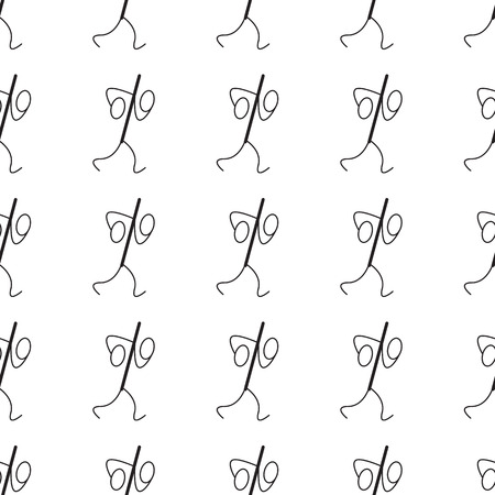 Seamless pattern with stylized black percent sign with legs and hands running quickly isolated on white backgroundのイラスト素材