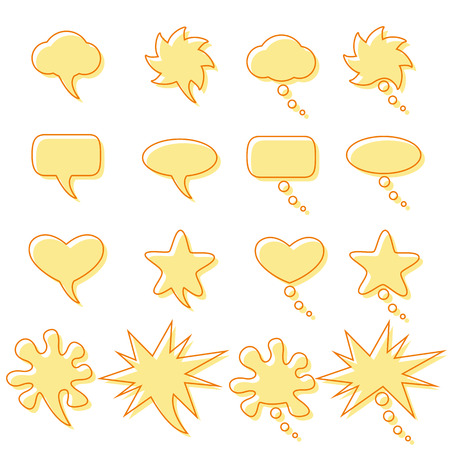 Set with contoured speech and dream bubbles of different shapesのイラスト素材