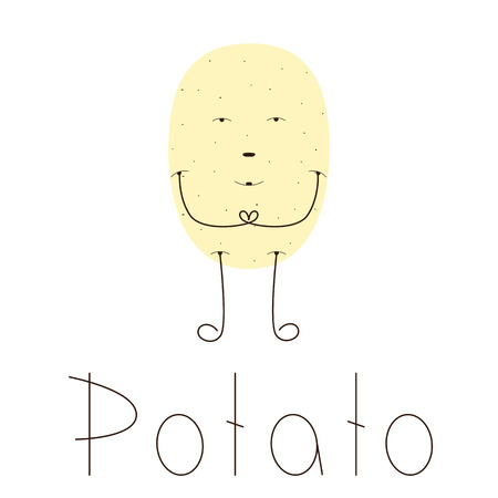 Flat style illustration of light brown potato characterのイラスト素材