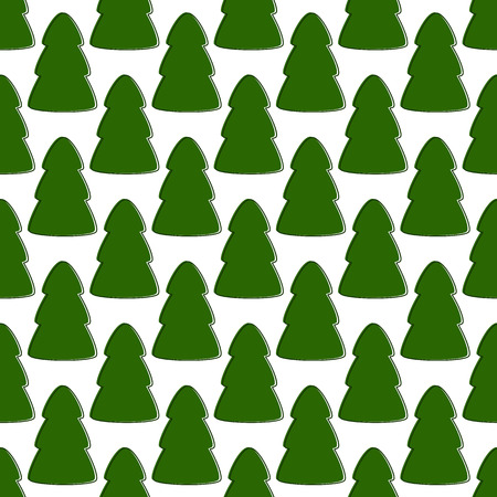 Seamless pattern with repeating green contoured fir treesのイラスト素材