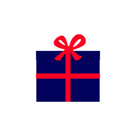 Navy colored gift boxes with wide red ribbon tied in a big red bow on topのイラスト素材