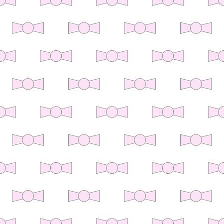 Seamless pattern with repeating grey contoured pink coloured bow-knots arranged in staggered rows isolated on white backgroundのイラスト素材