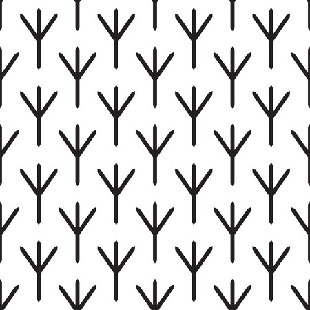 Seamless pattern with repeating black stylized bird paw prints with clutches isolated on white backgroundのイラスト素材