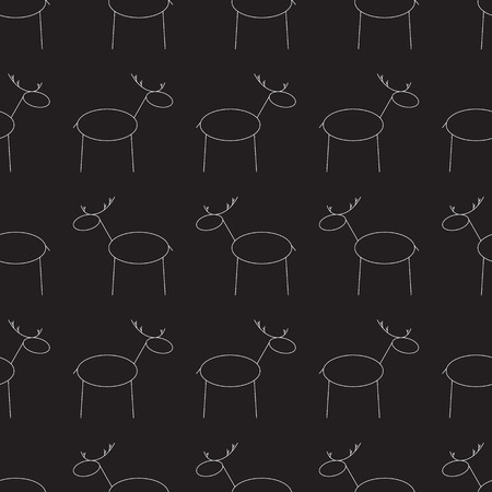 Seamless pattern with white contoured reindeersのイラスト素材
