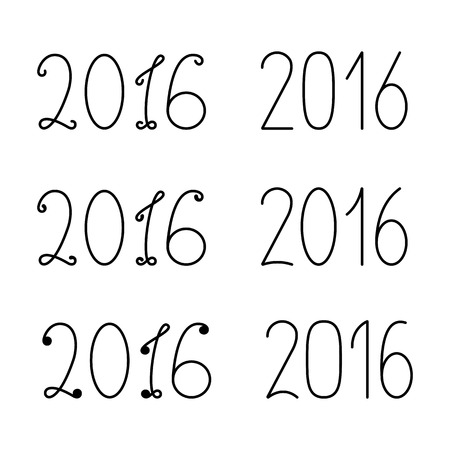 Set of six black colored 2016 numbers isolated on white backgroundのイラスト素材
