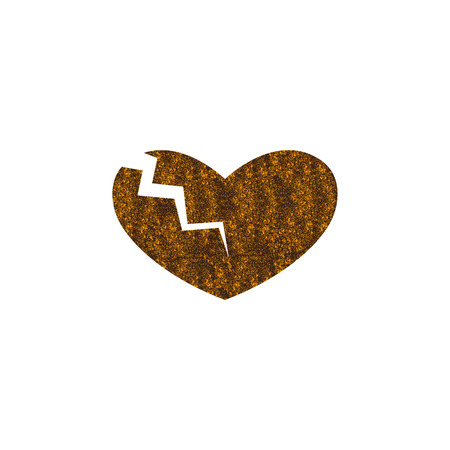 Rusty heart separated with lightning into two parts. Concept of cardiac disease, broken heart, big love and strong passion.のイラスト素材