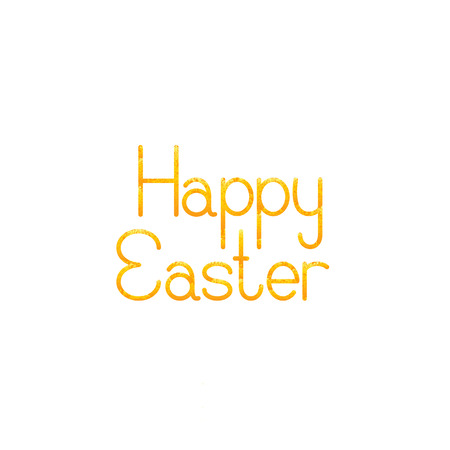 Greeting card with shabby golden lettering Happy Easter isolated on white backgroundのイラスト素材