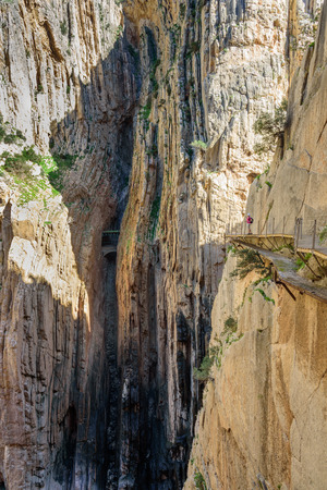 Caminito del Ray walking trail and via ferrata through the canyon. Spain.の写真素材
