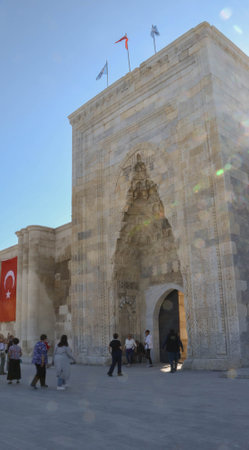 SultanhanÄ± Caravanserai, Aksaray Province, Turkey, the largest, best-preserved 13th century Seljuk caravanserai, built to protect merchants traveling along the ancient Silk Route.の写真素材