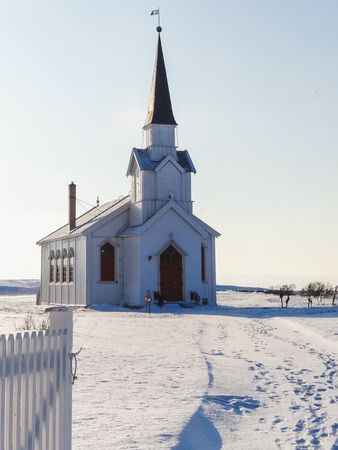 The church of nesseby norway one of the northernmost of europeの写真素材