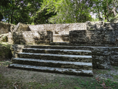 View to Xunantunich archaeological reserve ruins in belize americaの写真素材