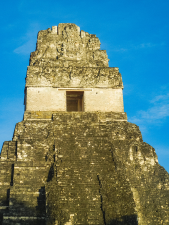 Mayan temples of gran plaza or plaza mayor at tikal national park guatemalaの写真素材