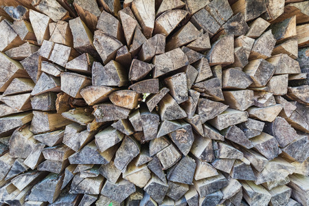 Closeup of perfect pile of chopped wood stored for winter switzerland