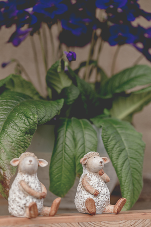 Close up of beautiful traditional easter decoration on a tableの写真素材
