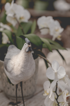 Close up of beautiful traditional easter decoration on a tableの写真素材