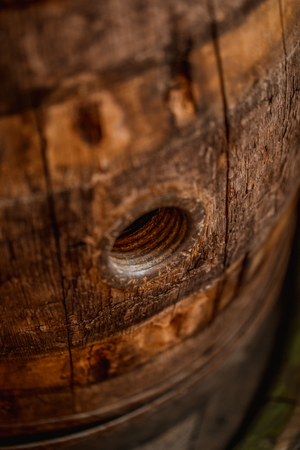 Detailed macro shot of an old wooden barrel, switzerland