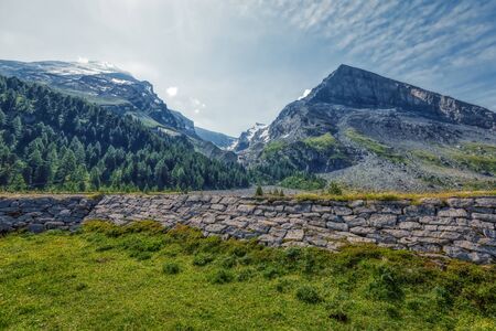 HDR panorama of classic Swiss hike over the Gemmi pass from Leukerbad to Kandersteg, summerの写真素材