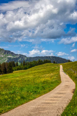 Amazing HDR shot of the Swiss Alps near Les Mosses while hiking, summerの写真素材