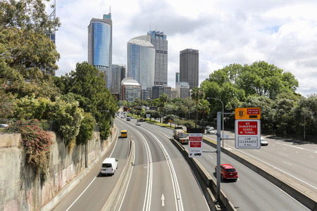 SYDNEY, AUSTRALIA - October 13, 2016: traffic on the M1 tunnel motorwayのeditorial素材