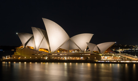 SYDNEY, AUSTRALIA - OCTOBER 14, 2016: Profile of Sydney Opera House at nightのeditorial素材