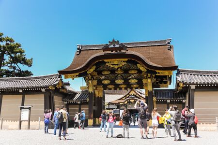 KYOTO, JAPAN - MAY 07, 2019: tourist taking pictures at the entrance of World heritage site Nijo-jo Castle in Kyotoのeditorial素材