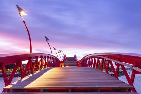 Python bridge or High Bridge in Amsterdam connectiong the Stuurmankade and Panamakade. The iron...