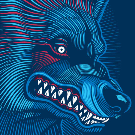 Vector wolf illustration in collorfullのイラスト素材
