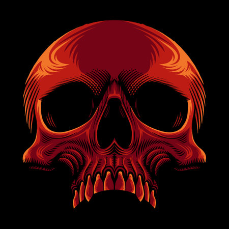 vector skull vintage in dark backgroundのイラスト素材