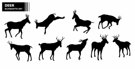 deer character silhouette vector setのイラスト素材