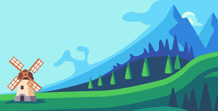 creative cover design. beautiful mountains background template with surrounding trees, background design for web and mobile applications. editable for stories, posts, blogs, sales,のイラスト素材