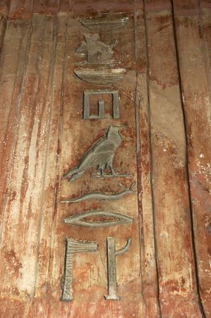 egyptian hieroglyphics on a wall / looking up