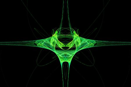 A green cross  fractal on a black backgroundの写真素材