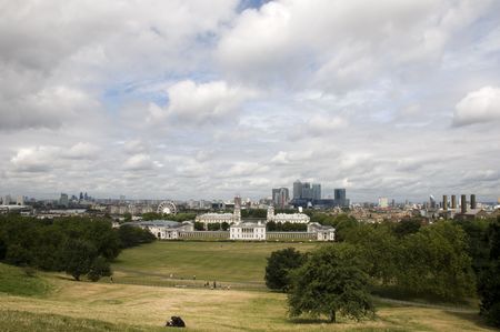 A view of the London skyline at Greenwitchの写真素材