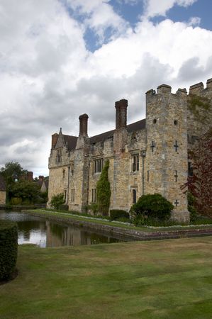 An English medieval castle in a garden settingの写真素材