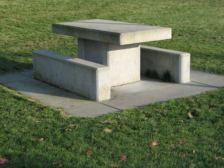 concrete picnic tableの写真素材