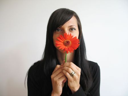 girl wit a flowerの写真素材