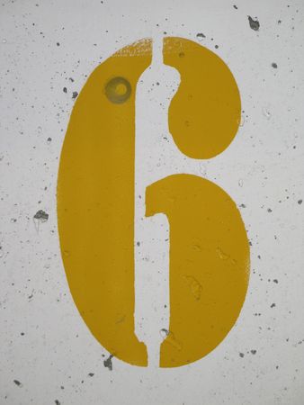 yellow number 6 signの写真素材