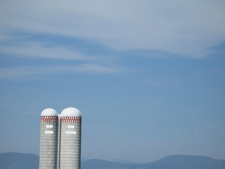 two farm silosの写真素材