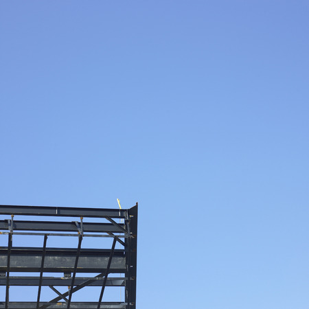 partially constructed large metal building
