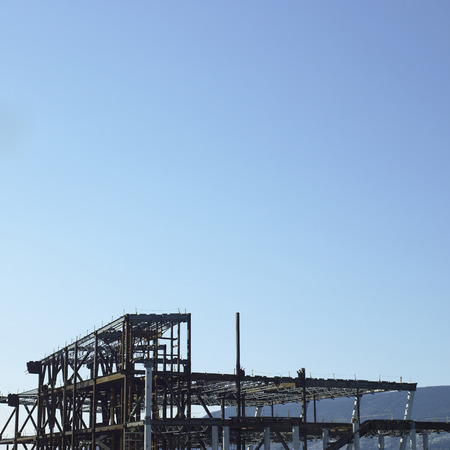 partially constructed large metal building