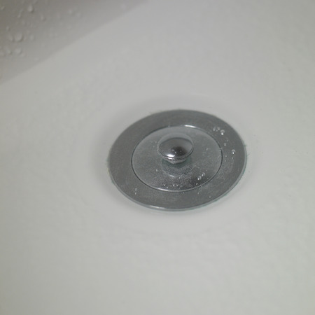 Close up of a silver drainの写真素材