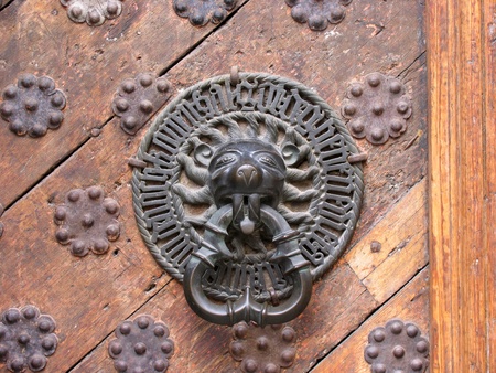 Doorhandle of house in the old town, Tallinn, Estoniaの写真素材