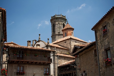 Tower in village Rupit, Barcelona, Catalonia, Spainの写真素材