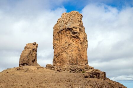 View to the famous Roque Nublo, Gran Canaria, Canary Islandsの写真素材