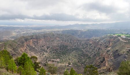 Extinct volcano crater Caldera de Bandama in Gran Canaria, Canary Islandsの写真素材