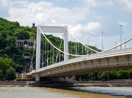 Elisabeth Bridge and monument to the Saint Gellert at the back, Budapest, Hungaryの写真素材