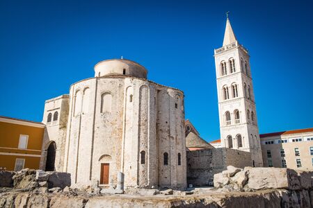 Church of Saint Donatus with Bell tower in Zadar, Croatiaの写真素材