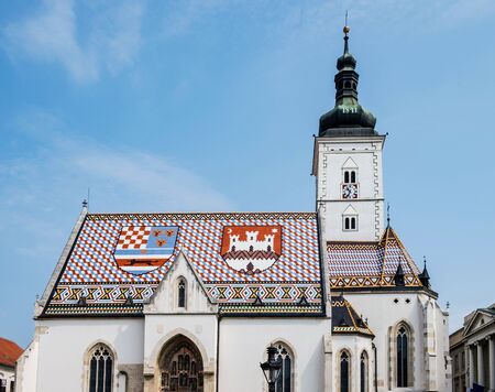 FaÃ§ade of St. Mark's Church, Zagrebの写真素材