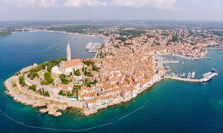 Panoramic view of Rovinj from the air, Croatiaの写真素材